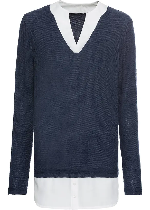 Feinstrickpullover mit Bluseneinsatz, bonprix