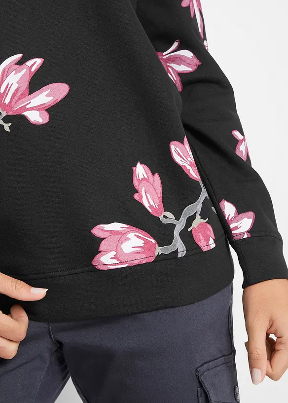 Sweatshirt aus reiner Baumwolle, locker geschnitten, bonprix