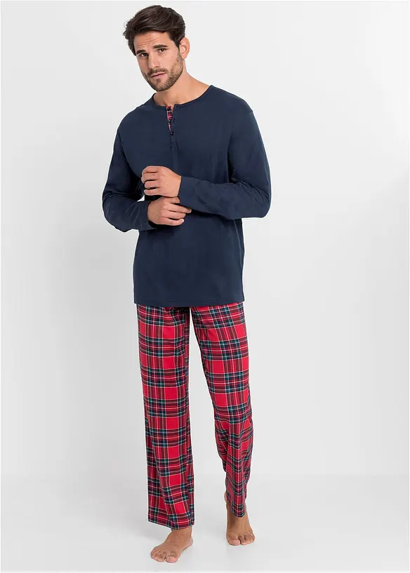Pyjama col boutonné 100% coton, bonprix