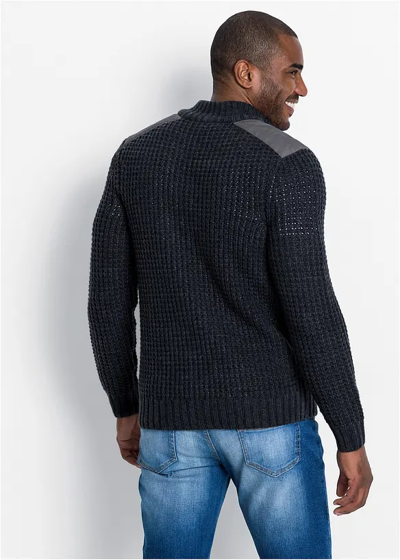 Pull camionneur en grosse maille avec empiècement en tissu, bonprix
