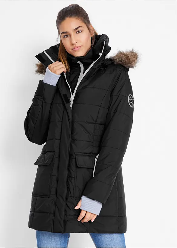 wasserabweisende Funktions-Longjacke in 2-in-1-Optik, gesteppt, bonprix