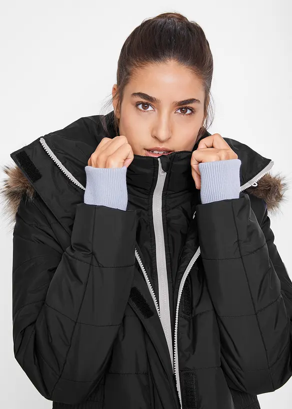 wasserabweisende Funktions-Longjacke in 2-in-1-Optik, gesteppt, bonprix