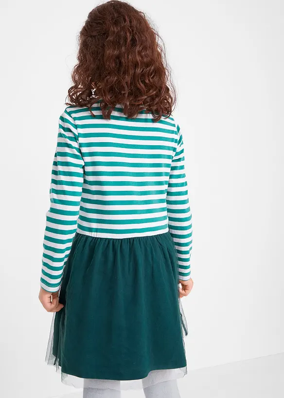 Robe en jersey fille avec tulle et imprimé Noël, bonprix