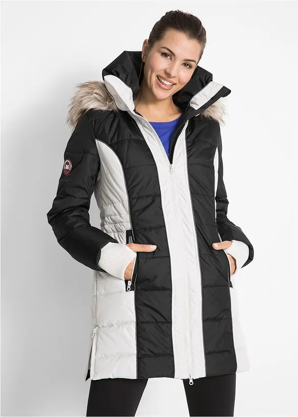 wasserabweisender Outdoor-Kurzmantel mit Fellimitat, bonprix
