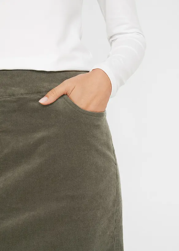 Stretch Baumwoll-Cordrock mit Bequembund, bonprix