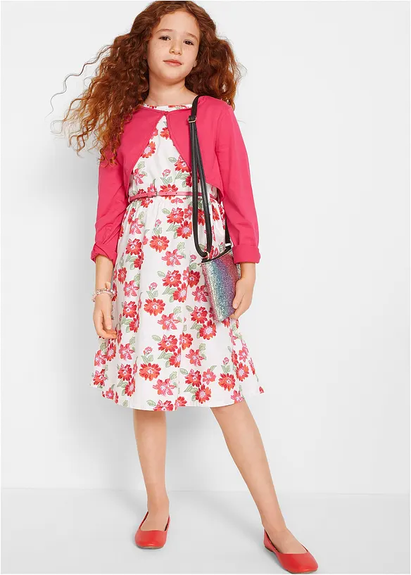Robe + ceinture + boléro fille (ens. 3 pces), bonprix