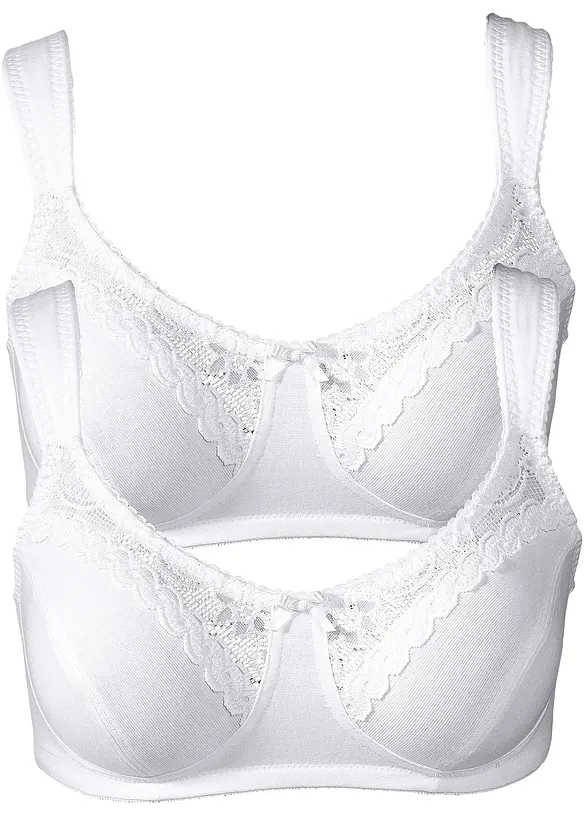 Lot de 2 soutiens-gorge coton sans armatures, bonprix