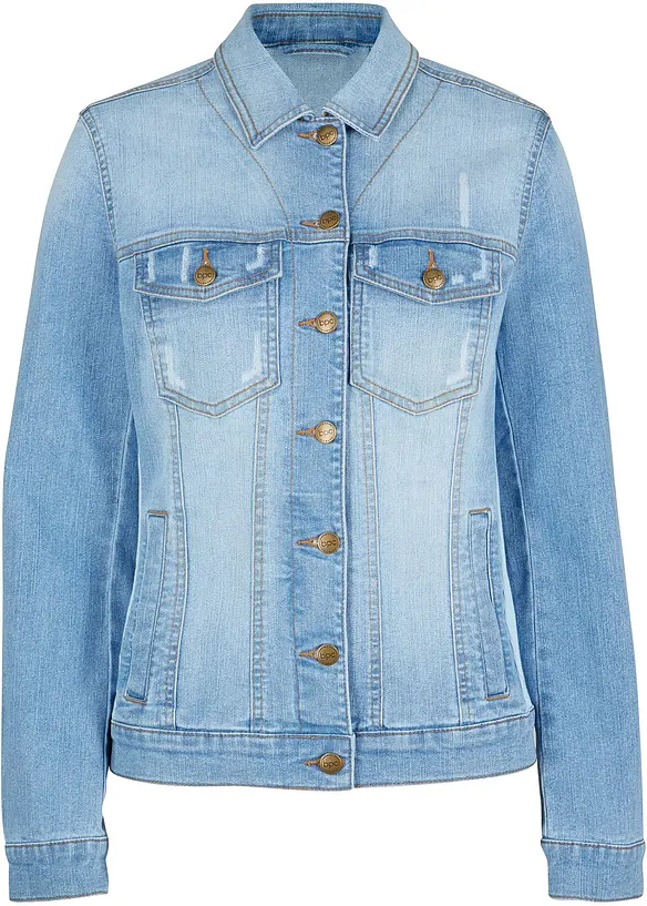 Jeansjacke mit seitlichem Rippeinsatz, bonprix
