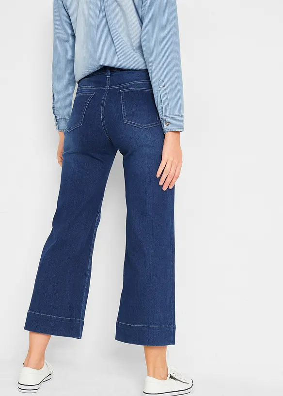 Jupe-culotte 7/8 en jean extensible ultra-doux, bonprix