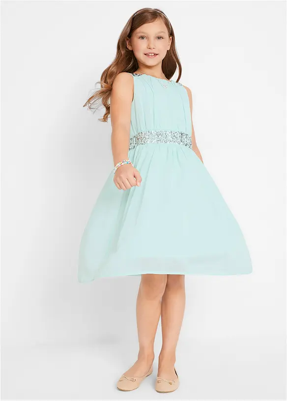 Robe en crêpe avec ceinture ornée de sequins, bonprix