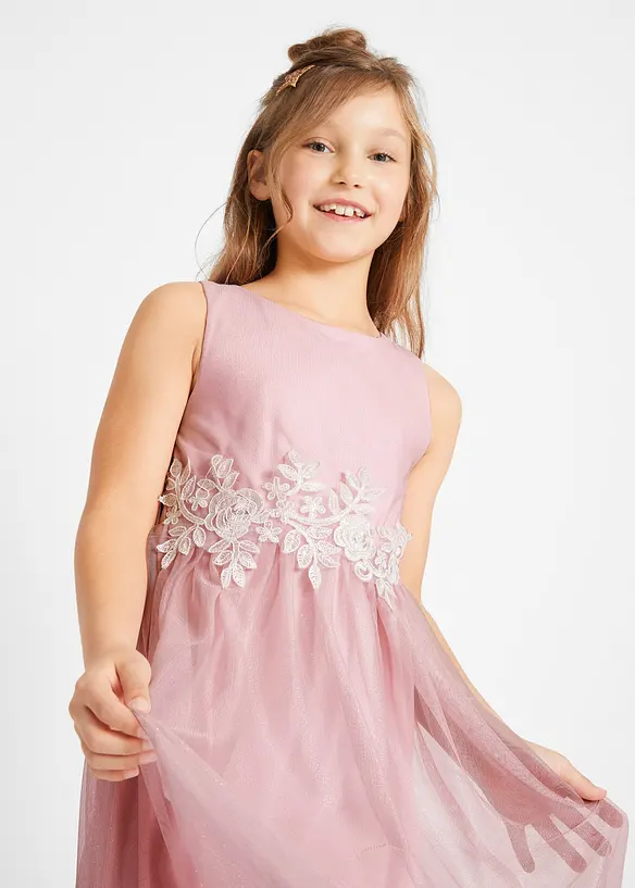 Midikleid mit Spitzenbesatz, bonprix