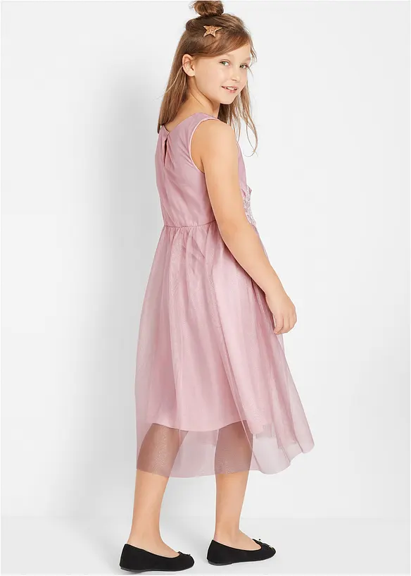 Midikleid mit Spitzenbesatz, bonprix