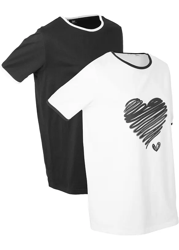 Lot de 2 T-shirts longs, bonprix