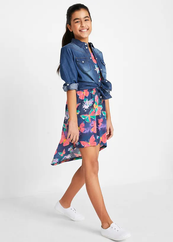 Robe en jersey, plus longue derrière, bonprix
