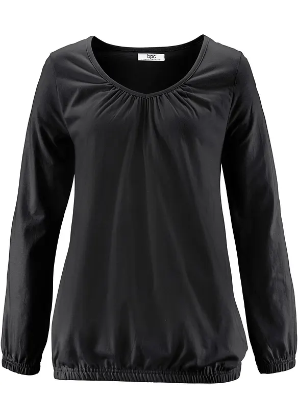 Langarmshirt mit Gummizug aus reiner Baumwolle, bonprix