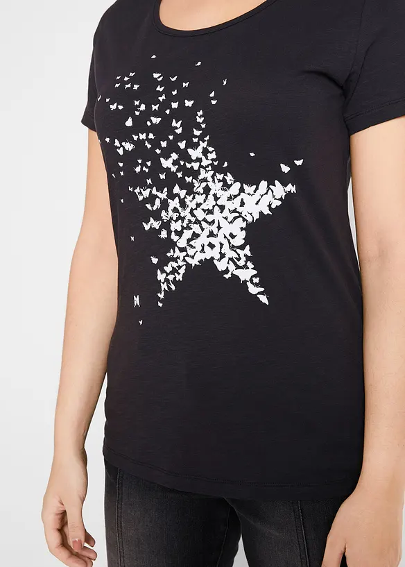 Flammgarn-Shirt aus Bio-Baumwolle, kurzarm, bonprix