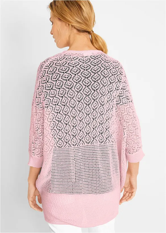 Gilet long en maille ajourée, bonprix