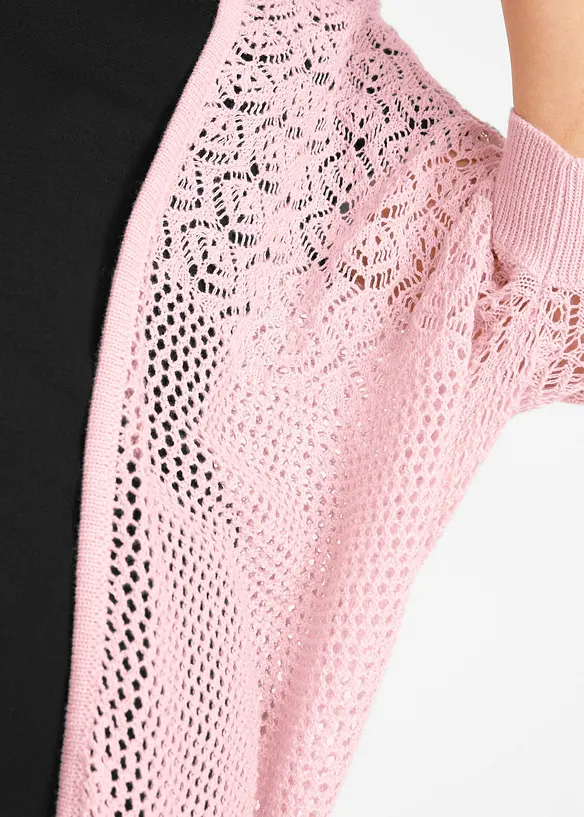 Gilet long en maille ajourée, bonprix
