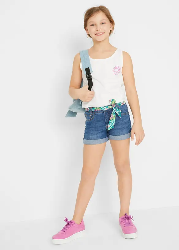 Short en jean extensible avec ceinture, bonprix