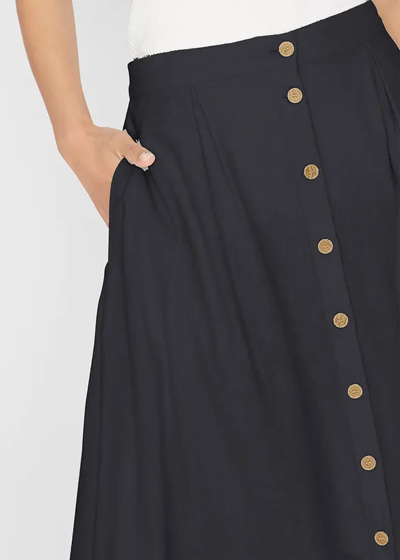 Jupe midi en lin majoritaire, bonprix