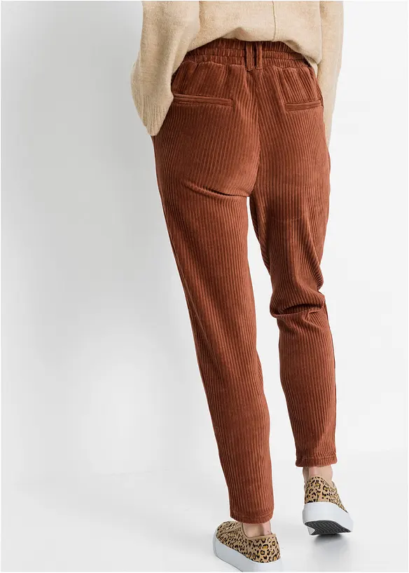 Pantalon en velours côtelé à taille élastiquée, bonprix