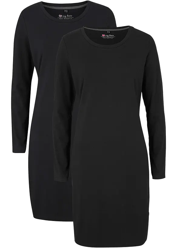 Jerseykleid aus Baumwolle mit Stretch (2er Pack), bonprix
