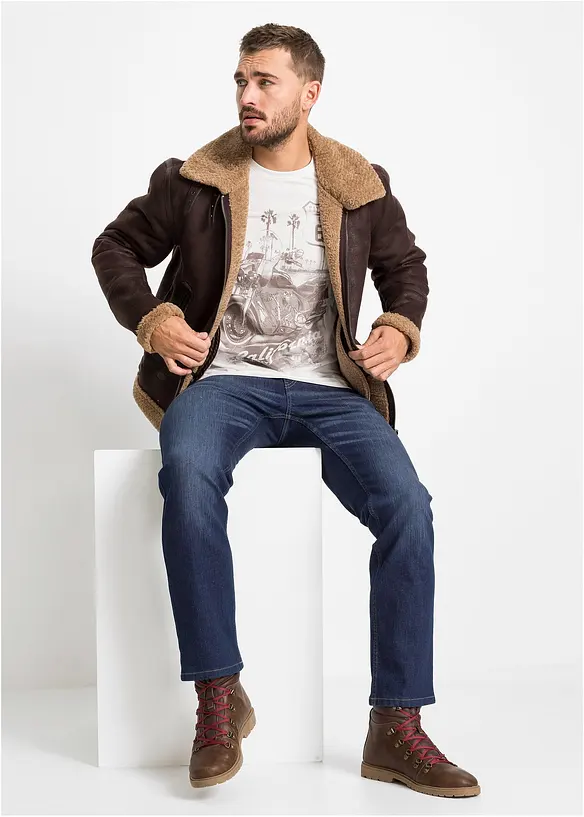 Blouson enduit doublé sherpa, bonprix