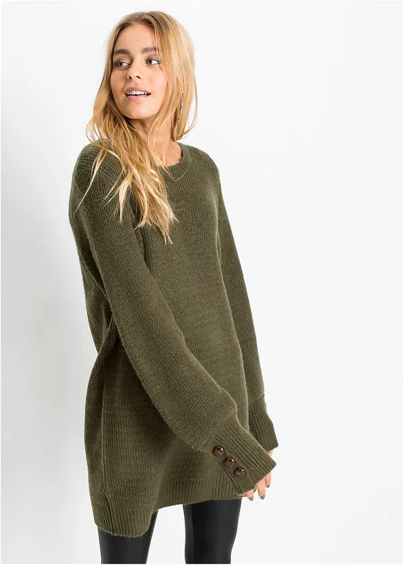 Pull long à boutons, bonprix