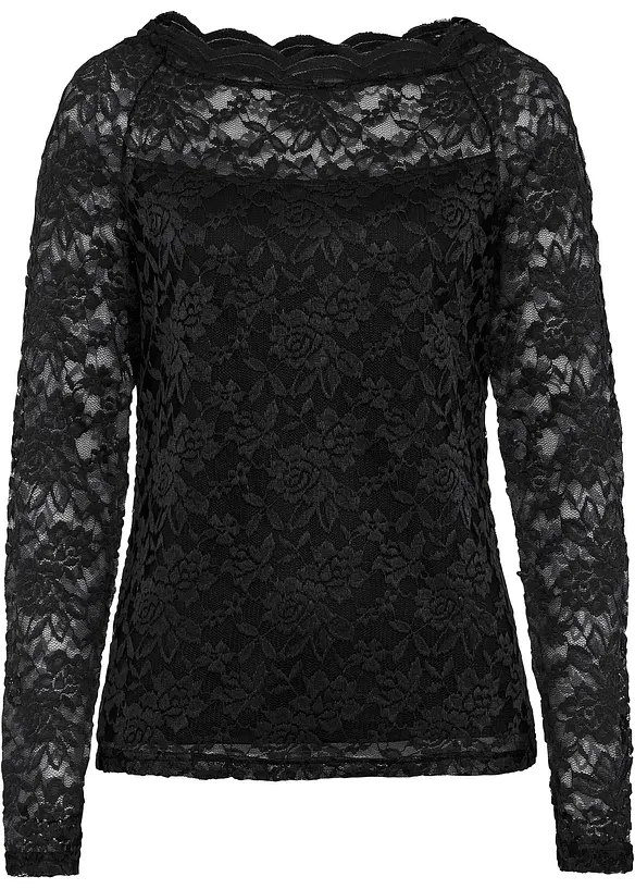 T-shirt manches longues en dentelle, bonprix