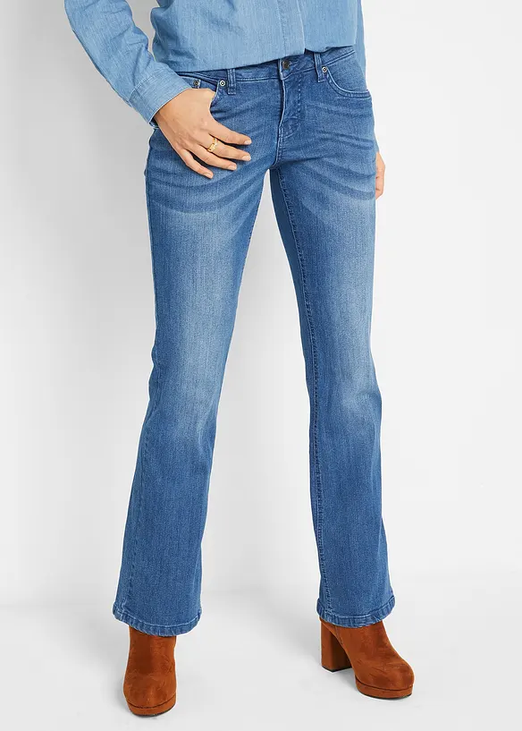 Jean bootcut taille mi-haute, extensible, bonprix