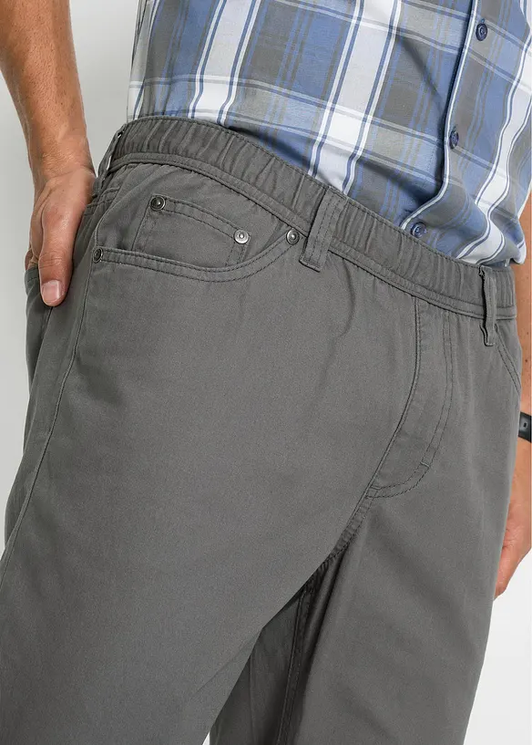 Lot de 2 pantalons droits à taille élastiquée, Regular, bonprix