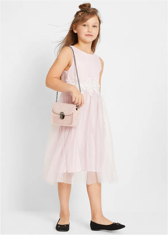 Midikleid mit Spitzenbesatz, bonprix