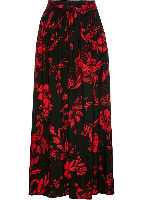 Jupe longue en viscose avec taille élastique et lien à nouer, bonprix