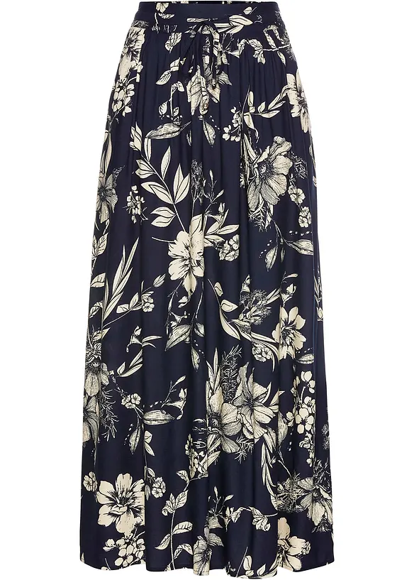 Jupe longue en viscose avec taille élastique et lien à nouer, bonprix