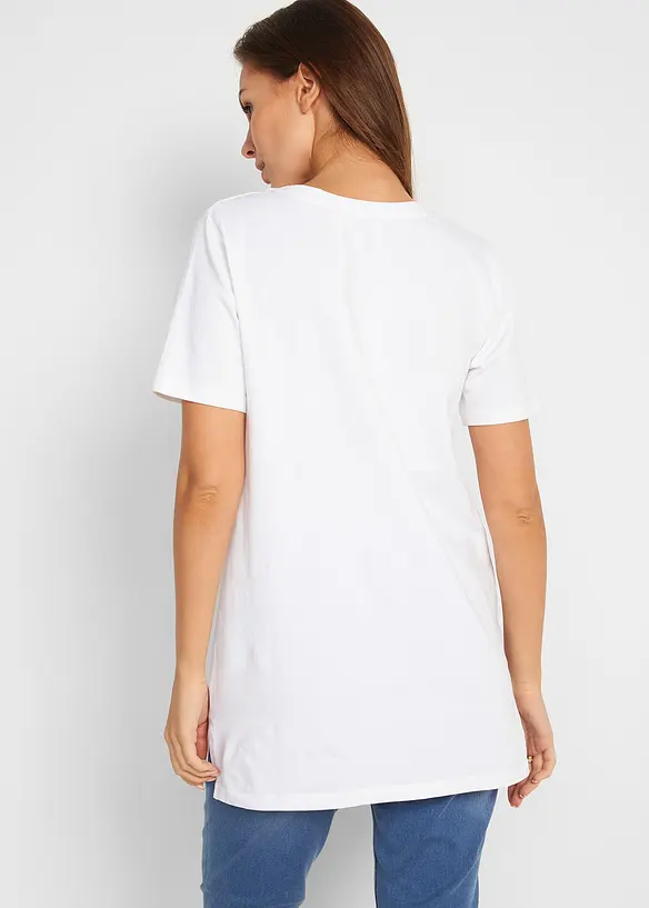 Lot de 2 T-shirts longs col V, bonprix
