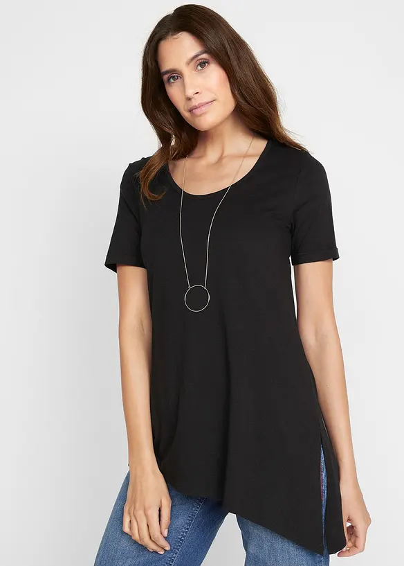 T-shirt long asymétrique en coton et viscose, bonprix