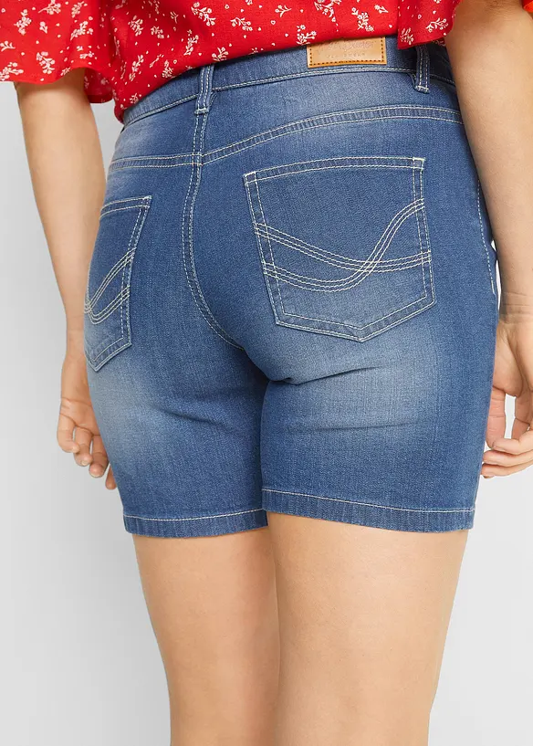 Lot de 2 shorts en jean slim, taille mi-haute, bonprix