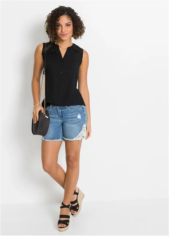 Blouse sans manches avec détail au crochet, bonprix