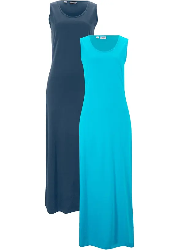 Lot de 2 robes longues 100% coton, bonprix