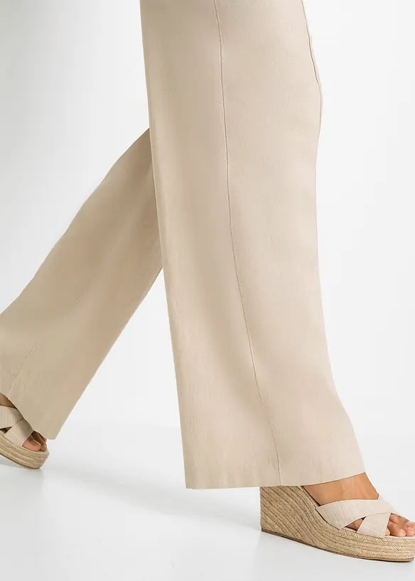 Pantalon palazzo léger en lin mélangé, bonprix