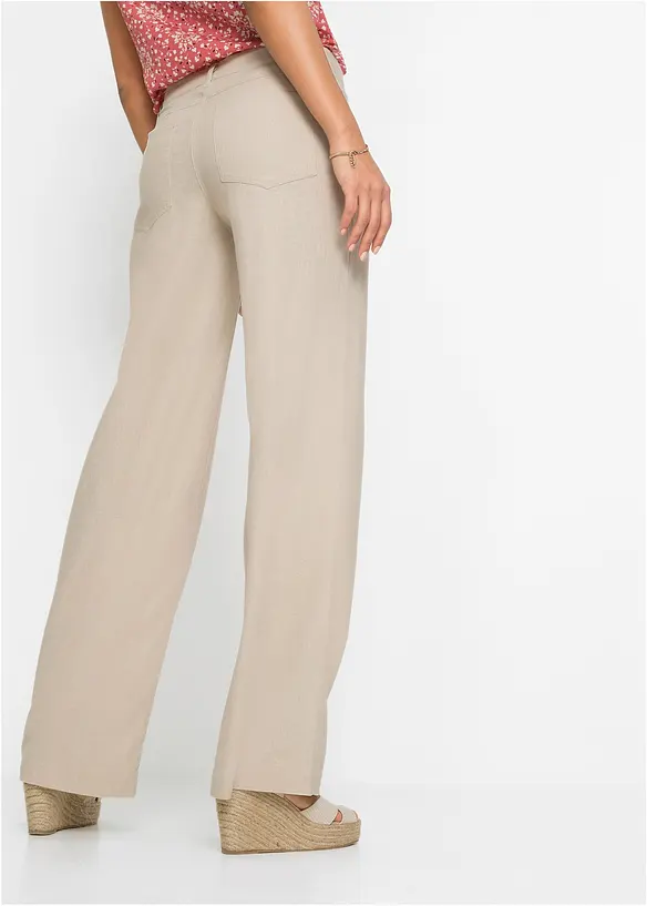 Pantalon palazzo léger en lin mélangé, bonprix