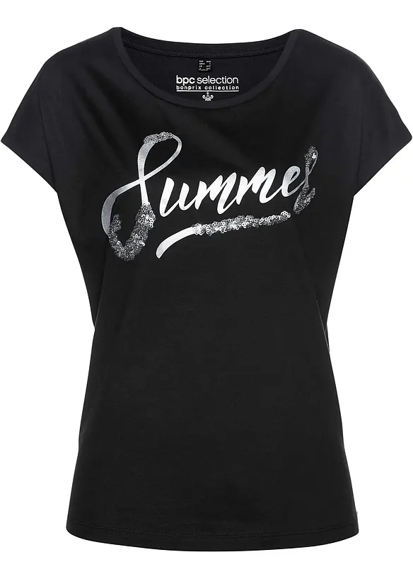 T-shirt avec inscription à sequins, bonprix