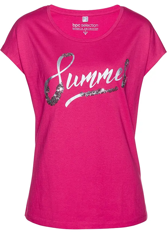T-shirt avec inscription à sequins, bonprix