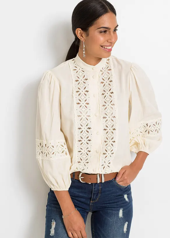 Chemisier à dentelle en viscose mélangée, bonprix