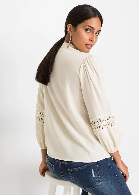Chemisier à dentelle en viscose mélangée, bonprix