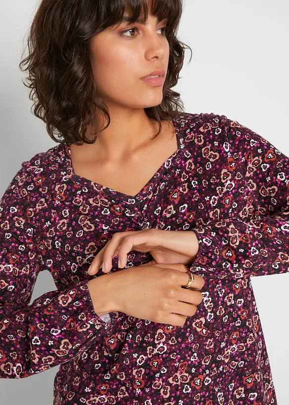T-shirt long avec couture d'empiècement sous poitrine et fronces devant, bonprix