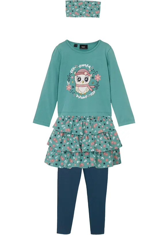 Langarmshirt, Rock, Leggings, Haarband (4-tlg.Set), bonprix