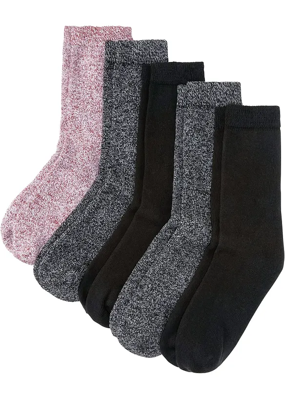 Lot de 5 paires de chaussettes thermiques en éponge, bonprix