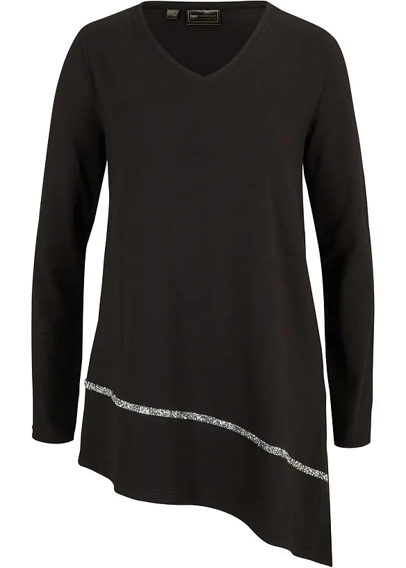 T-shirt long et asymétrique à liseré brillant, bonprix