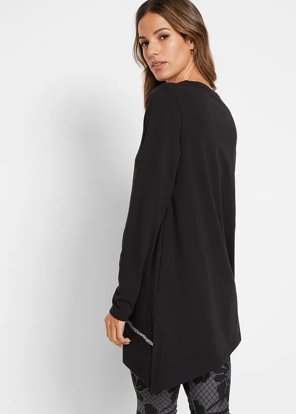 T-shirt long et asymétrique à liseré brillant, bonprix